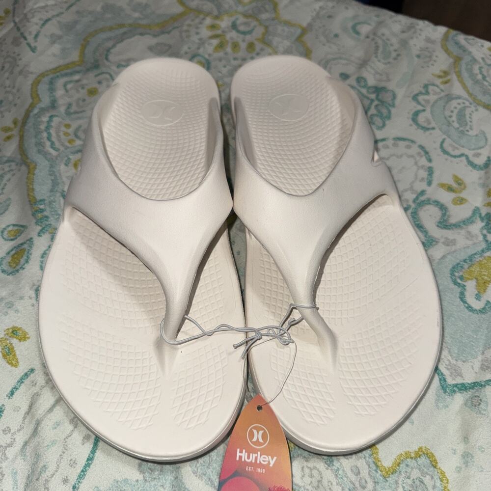 Hurley Men's Injection Step-In Non-Slip Grip Flip Flop Size 13 White